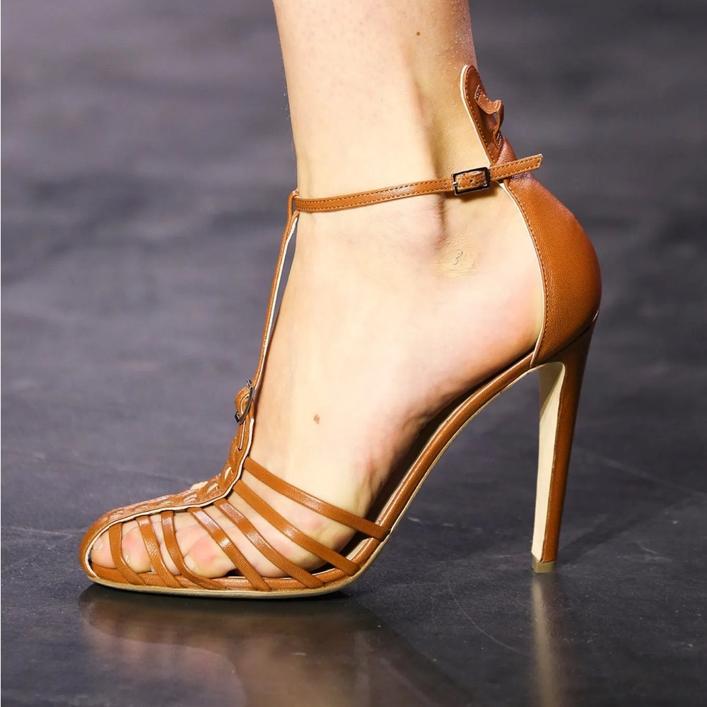 Altuzarra Leather T-Strap Heel Sandal 38.5